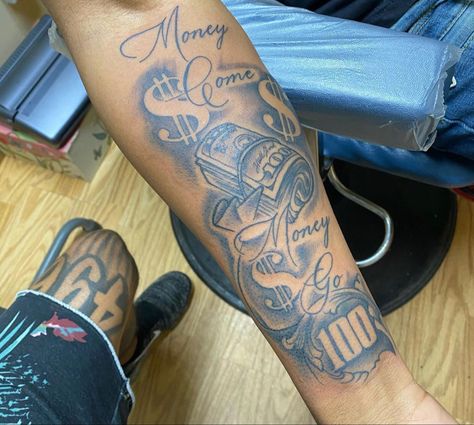 Face Tattoo Above Eyebrow Men, Stay Humble Hustle Hard Tattoo Men, Hood Arm Tattoos Men, Money Hand Tattoos For Guys, Money Tattoo Men, Money Tattoos Women, Money Tattoo Sleeve, Hood Tattoos For Men Arm, Thug Tattoos Men