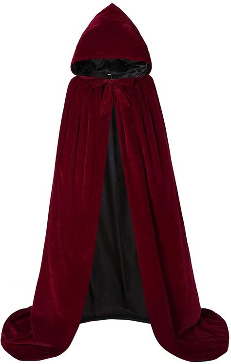 Long Hooded Cloak, Medieval Halloween, Velvet Cloak, Red Cloak, Cape Cloak, Christmas Cosplay, Ladies Tops Blouses, Red Cape, Hooded Cape