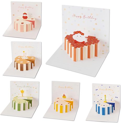 PRICES MAY VARY. **UNWRAP DELIGHT WITH 3D MAGIC**: Elevate birthdays with our popup cards assorted, boasting a whimsical 3D cake design for surprising and joyful wishes. **SIZE, TOUCH, AND DURABILITY**: Measuring 5.1x5.9 inches, crafted with 210g cardstock and 118g velvet paper envelopes, our greeting cards deliver a touch of elegance and robust durability. **QUANTITY MEETS VARIETY**: Unbox joy with 6 packs of uniquely fun designed birthday greetings cards, each complete with a card, matching en Rotating Pop Up Card, 3d Cake Design, Cake Surprise, Popup Cards, Best Friend Birthday Cards, Velvet Paper, Pop Up Greeting Cards, Birthday Cake Pops, Unique Birthday Cards