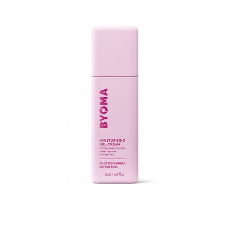 This lightweight, oil-free daily moisturizer delivers effective, targeted hydration to thirsty skin. Our gel-cream texture absorbs instantly, softening and hydrating skin with a barrier boosting blend of carefully chosen actives for restoring results. It's the weightless, cooling texture of a gel with the lasting hydration of a cream.Blending our barrier boosting Tri-Ceramide Complex (ceramides, cholesterol, fatty acids) with superstar actives niacinamide and green tea - packed with antioxidants Byoma Skincare Moisturiser, Trendy Skin Care Products, Preppy Moisturizer, Target Wishlist, Byoma Moisturizing Gel Cream, Pink Croquette, Preppy Skincare Products, Byoma Moisturizing, Byoma Skincare