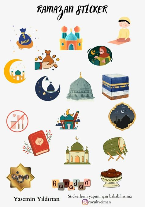 Daha fazla içeriğe Instagram cocukveiman hesabından ulaşabilirsiniz 🌼 Islamic Stickers, Ramadan Activities, Spiritual Journals, Eid Greetings, Ramadan Crafts, Icing Sheets, Ramadan Gifts, Alphabet For Kids, Ramadan Mubarak