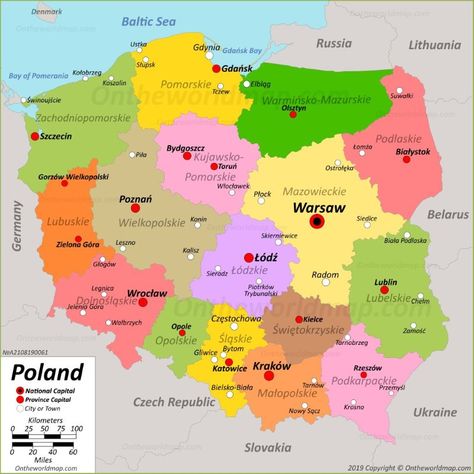 Map of Poland Map Of Poland, Poland Map, Western Borders, Physical Map, Elevation Map, Tourist Map, Italy Map, Country Maps, Europe Map