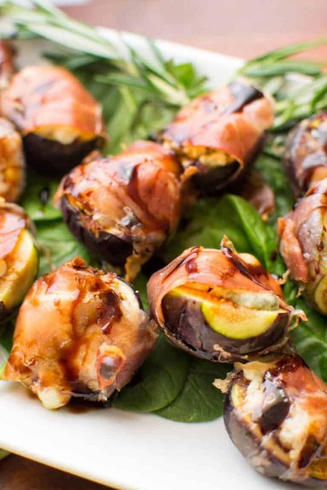 Stuffed Figs, Fig Appetizer, Prosciutto Wrapped, Fancy Appetizers, Balsamic Reduction, Fine Dining Recipes, Easy Clean Eating, Quick Appetizers, Fresh Figs