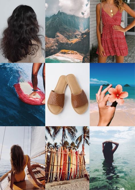 Beach Wear Mood Board, Beach Mood Board Aesthetic, Moana Aesthetic Outfit, Moana Modern, Modern Moana, Moana Aesthetic, Disney Moodboard, Beach Palette, Disney Princess Films