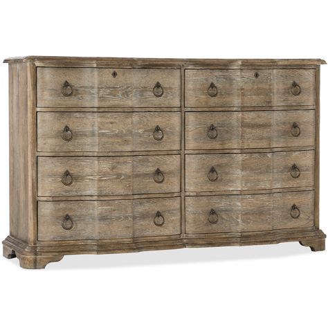 Light Wood Dresser, King Bedroom Furniture, 8 Drawer Dresser, Wood Dresser, Double Dresser, Wood Drawers, Hooker Furniture, Dressers And Chests, Milk Paint