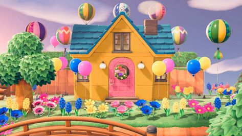 Animal Crossing Colorful Island, Animal Crossing Candyland, Animal Crossing Island Inspiration Kidcore, Acnh Kidcore House, Kidcore Animal Crossing Ideas, Animal Crossing Colorful, Animal Crossing Theme Park, Kid Core Animal Crossing, Animal Crossing Rainbow