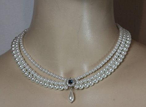 Sapphire Necklace Wedding, Blue Sapphire Jewelry Set, Sapphire Jewelry Set, Blue Stones Jewelry, Choker Pearl, Blue Sapphire Jewelry, Pearl Jewelry Design, Expensive Jewelry Luxury, Bridal Choker