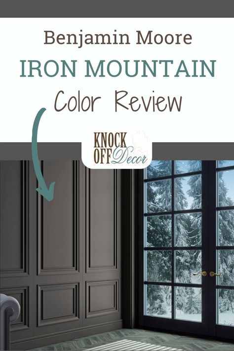 Benjamin Moore Iron Mountain is a perfect moody hue that tends to add an intimate aura to your room. It is a dark-toned paint color with very little reflectivity. Bm Iron Mountain, Benjamin Moore Bedroom, Office Paint Colors, Mountain Interiors, Pictures To Color, Dining Room Paint Colors, Cloud Mountain, Dark Paint Colors, Dark Living Rooms