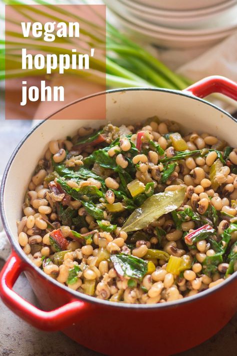 Vegan Hoppin John, Black Eyed Peas Recipe Vegetarian, Hoppin John Recipe, Black Eyed Peas Recipe, Healthy Vegan Dinner Recipes, Hoppin John, Healthy Vegan Dinner, Chard Recipes, Pea Recipes