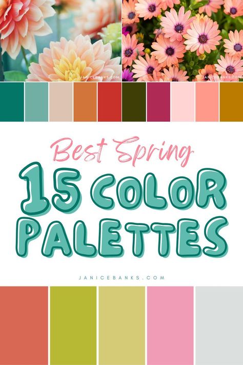 Let's discover 15 best spring color palettes which I’ve curated for you to use for your creative projects, home decor and other DIY projects. Color Pallettes Aesthetic Pastel, Spring Season Color Palette, Spring Design Ideas, Spring Color Pallet, Outdoor Color Palette, Color Palette Spring, Japanese Fern, Spring Colour Palette, Best Color Palettes