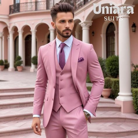 Mauve Suits For Men, Modern Suits Men, Pink Suit Men, Engagement Suits, 3 Piece Suit Men, Formal Suits Men, Pink Machine, Modern Suits, Man Clothes