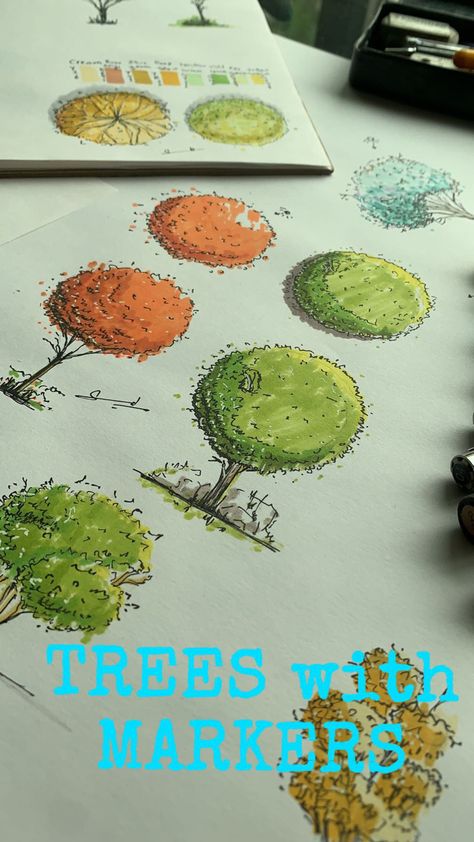 How To Draw Trees, Draw Trees, Sketching Art, Art Markers, Tree Sketches, Sharpie Markers, Sketch Pad, Architectural Sketch, Draw Sketch