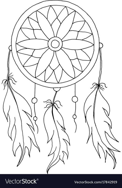 How To Draw Dream Catcher Step By Step, How To Draw A Dreamcatcher Step By Step, Mandala Feather Drawing, How To Draw A Dreamcatcher, Dreamcatcher Drawing Easy, Easy Dream Catcher, Dreams Drawing, Dreamcatcher Tutorial, Dream Catcher Coloring Pages