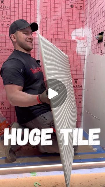 Large Tile Shower Floor, Bold Shower Tile Ideas, Large Shower Tiles, Large Format Tile Bathroom, Large Tile Shower Ideas, Large Shower Tile, Diy Construction, Custom Tile Shower, Gambrel Roof