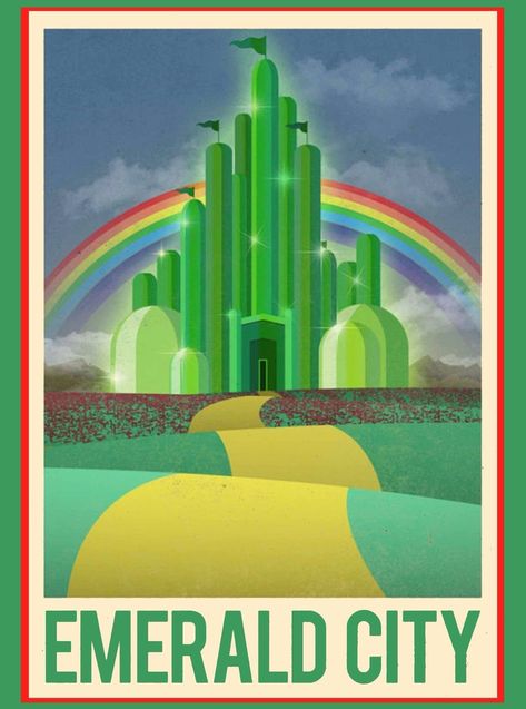 Oz Büyücüsü, Wizard Of Oz Decor, Wizard Of Oz 1939, Wicked Musical, The Wonderful Wizard Of Oz, Retro Travel Poster, Emerald City, Poster Retro, Promotional Items