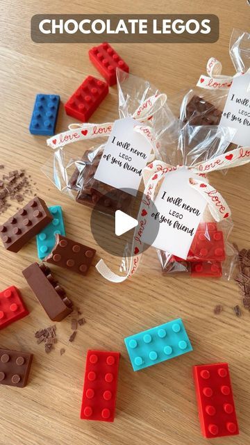 Jessie Jane Daye on Instagram: "Chocolate Lego Valentines 💌 Super easy Valentine idea. Save for later. You can use any chocolate. Milk, semi, dark, white, or even candy melts. If you would like the Lego mold, bags, and printable simply comment “Lego” and I will DM the clickable link!   #valentine #valentines #chocolate" Chocolate Molds Ideas, Valentine Lego, Lego Chocolate, Lego Molds, Chocolate Lego, Lego Candy, Valentines Chocolate, Dark White, Lego Birthday