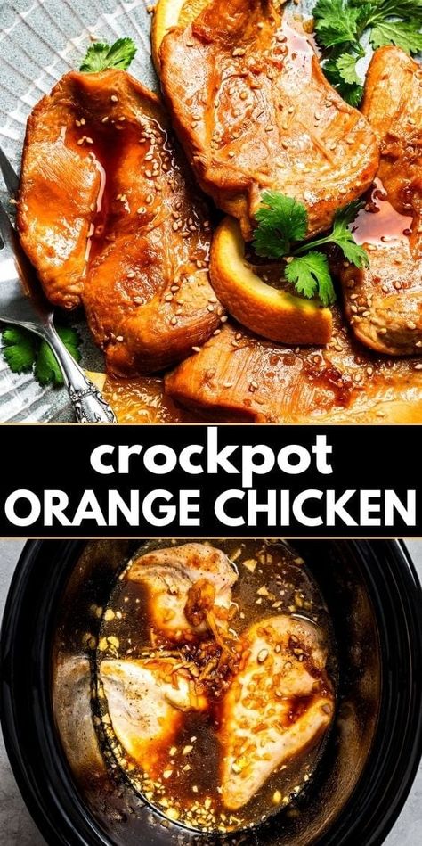 In this Crockpot Orange Chicken recipe, tender chicken breasts are generously coated in a delicious mix of tangy, sweet, and savory, thanks to the combination of orange preserves, soy sauce, and ginger.