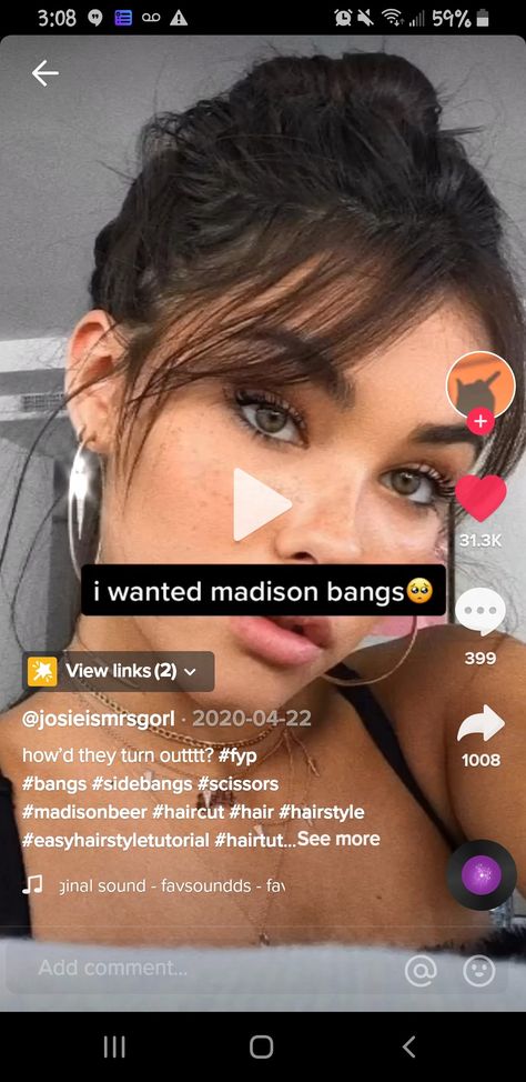 Madison Beer Bangs, Hair Tutorials Easy, Side Bangs, Madison Beer, Hair Inspo, Bangs, Hair Cuts, Beer, Turn Ons