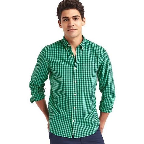 Gap Men True Wash Gingham Standard Fit Shirt (46 AUD) ❤ liked on Polyvore featuring men's fashion, men's clothing, men's shirts, men's casual shirts, lush green, tall, mens gingham check shirt, mens button down collar shirts, mens green shirt and mens button front shirts Green Check Shirt Outfit Men, Green Check Shirt Outfit, Check Shirt Outfit, Mens Green Shirt, Checked Shirt Outfit, Batemans Bay, Shirt Outfit Men, Men's Casual Shirts, Gap Men