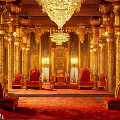 Royal Palace Raj milan kaksh in Satyugi Duniya, Swarn ki nakkashi. Curtain. Red carpet. Chandelier. jhumar. Shinning gold. Sun rays sparkling on gold and gem stones. hire panno se saja hua raj mahal. Swarg Darshan. Heaven. Swarn Mahal. Sundar Prakruti. Divine Nature. Highest Holiest Era. Deity. Devi devta. Flower Gardens. Water falls. Jharna. Royal Jhula Swing. Raj Mahal. Sun rise. Sun Shine. Gold and diamonds. Precious gem stones. Raj Mahal, Royal Feast, Ceremony Outfit, Haldi Ceremony Outfit, Royal Bedroom, Green Screen Footage, Brahma Kumaris, Divine Nature, Water Falls