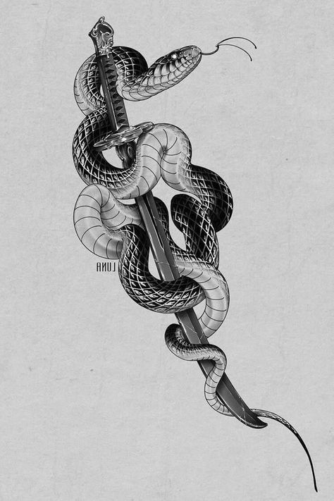 Rattlesnake Tattoo, Snake And Dagger Tattoo, The Number 13, Snake Tattoos, Snake Drawing, Snake Tattoo Design, Creepy Tattoos, Snake Art, Number 13