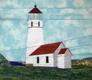 Lighthouse Quilt, Mountain Quilt Pattern, Bed Quilt Patterns, Lighthouse Inspiration, Lighthouse Crafts, House Quilt Patterns, Mountain Quilts, Landscape Quilt, Dog Quilts