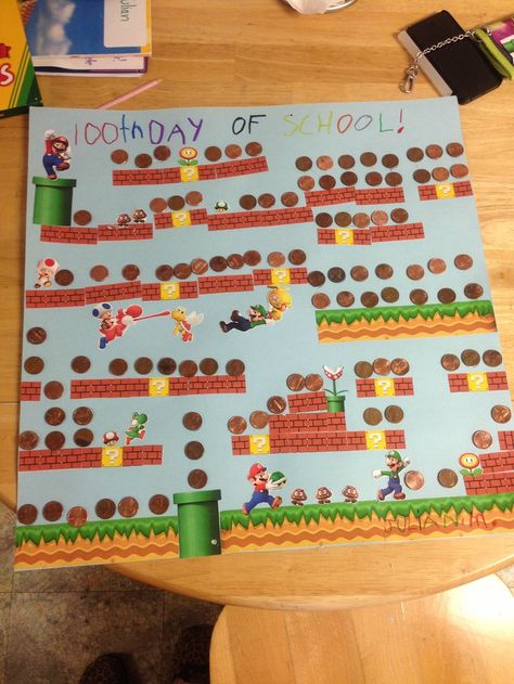 100th day of school - super Mario bros. | Kids | Pinterest | 100th ... 100 Day Of School Project Minecraft, Sonic 100 Days Of School Project, Mario 100 Days Of School Poster, 100th Day Of School Poster Ideas, 100th Day Of School Projects Posters, 100th Day Games Kindergarten, 100 Days Smarter Poster, 100 Days Of School Project Kindergartens, 100 Day Project Ideas