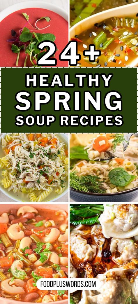 Celebrate spring time with these healthy spring soup recipes. Packed with seasonal goodness, they're not only healthy but also easy to make. Discover vegetarian to clean eating options that capture the essence of the season. Soothe your taste buds with the refreshing and comforting flavors of spring in every bowl! Spring Soups Recipes, Spring Soup Recipes Healthy, Recipes Healthy Vegetarian, Healthy Vegetarian Food, Spring Soup Recipes, Mediterranean Soup, Soup Recipes Healthy, Soup Recipes Healthy Vegetarian, Spring Soup