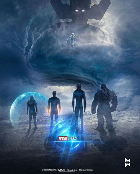 Fantastic Four (2025) Poster Fantastic Four Marvel, Dc Comics Series, Marvel Movie Posters, New Movie Posters, Fantastic 4, Fan Poster, Human Torch, Silver Surfer, Fantastic Four