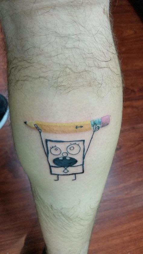 Doodlebob done by Jorge at Colt's Timeless Tattoo in Appleton WI #Tattoos https://t.co/II41kIOeZ2 Please Re-Pin It! Thigh Tattoo Men, Tattoo Leggings, Timeless Tattoo, Scary Tattoos, Back Tattoos For Guys, R Tattoo, Thigh Tattoos Women, Back Tattoo Women, Friend Tattoos