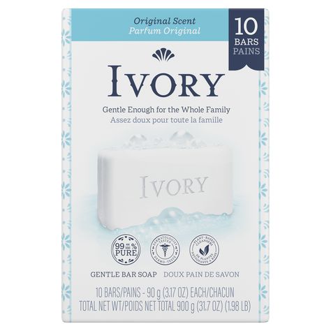 Ivory Bar Soap - Original Scent - 10 Pack Ivory Body Wash, Ivory Bar Soap, Simple Soap, Soap Note, Ivory Soap, Dove Body Wash, Baby Bar, Skin Care Wrinkles, 10 Count