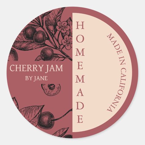 Cherry Jam Modern Business Label Jam Labels Design, Jam Logo Design, Jam Label Design, Maple Syrup Labels, Jam Labels, Jam Jar Labels, Syrup Labels, Jam Label, Cherry Jam