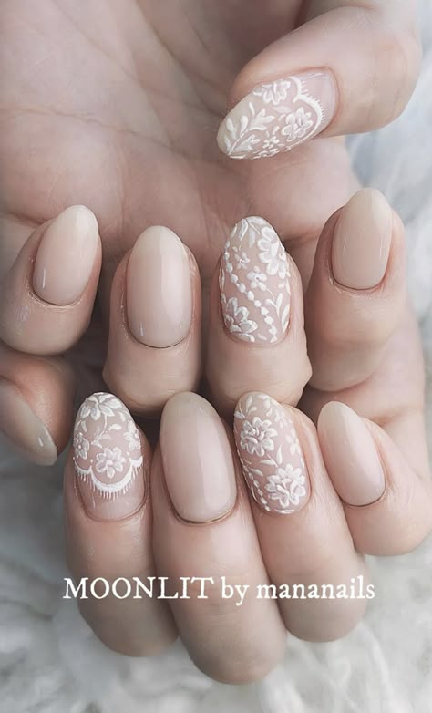 Lace Wedding Nails, Vintage Wedding Nails, Bridal Nails Designs, Wedding Nail Art Design, Boho Nails, Lace Nails, Nail Art Wedding, Bride Nails, Bridal Nails