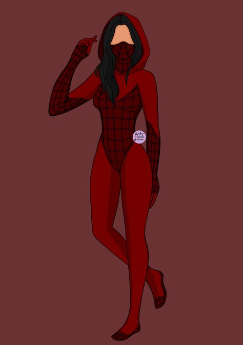 Spider Woman Suit Design, Red Superhero Suit Female, Spider Woman Suit, Female Spiderman Suit, Villian Suits, Red Superhero Suit, Spiderman Suit Designs, Marvel Suits, Miraculous Outfits