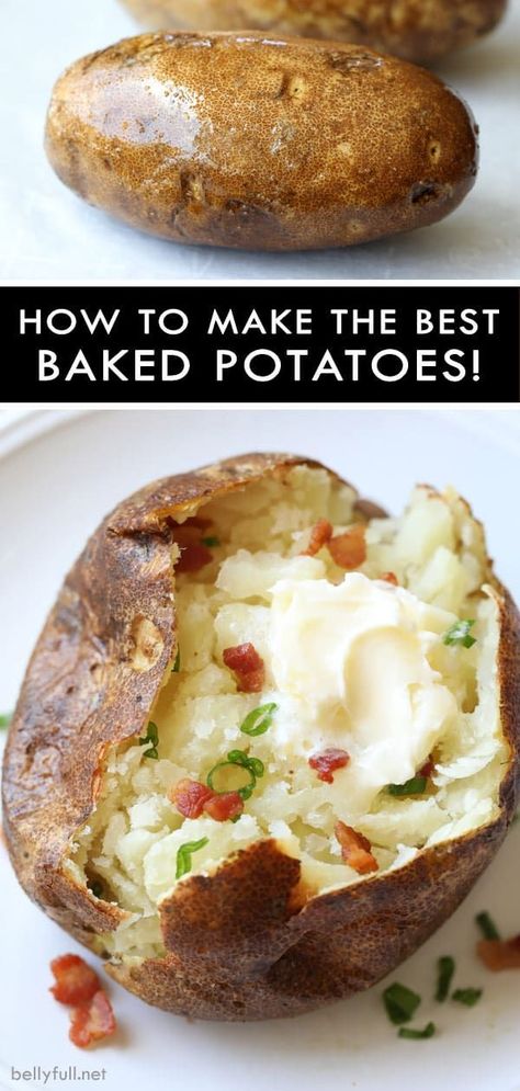 Easily achieve the best restaurant-style baked potatoes with that crispy skin and fluffy interior that everyone loves! #bakedpotatoes #perfectbakedpotatoes #bestbakedpotato #bakedpotatoesintheoven #howtobakeapotato Healthiest Cheese, Oven Baked Potato, Potato Calories, Best Baked Potato, Healthy Cheese, Stuffed Potatoes, Perfect Baked Potato, Making Baked Potatoes, Potato Side Dishes