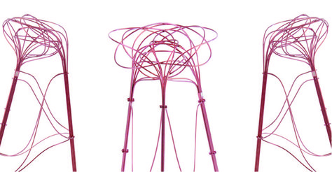 Wire, abstract stools Cafe Lighting Design, Biedermeier Furniture, Design Miami, Bamboo Weaving, High Stool, Stool Design, Armchair Furniture, Miami Design, Kitchen Stools