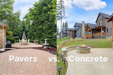 What is the Cost of Pavers vs. Concrete? (2024 Prices & Differences) Pavers Vs Concrete, Driveway Materials, Cobblestone Pavers, Paver Steps, Limestone Pavers, How To Install Pavers, Permeable Pavers, Patio Enclosures, Paver Driveway