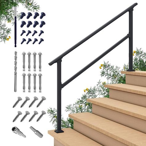 Steps Outdoor, Indoor Stair Railing, Stair Railing Kits, Indoor Railing, Outdoor Handrail, Aluminum Handrail, Outdoor Stair Railing, Wrought Iron Handrail, Step Railing