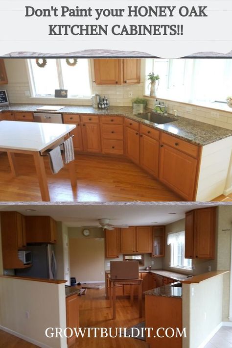 Honey Oak cabinets should not be seen as a negative in a kitchen.  Learn how to give your kitchen the updated look you want without painting those beautiful honey oak cabinets!! Updated Oak Cabinets Without Painting, Decorating With Oak Cabinets, Subway Tile With Oak Cabinets, Cream Oak Kitchen, How To Style Oak Cabinets, Update Kitchen Without Painting Cabinets, Paint Honey Oak Cabinets, Update Kitchen Cabinets Without Painting, How To Update Oak Cabinets Without Paint