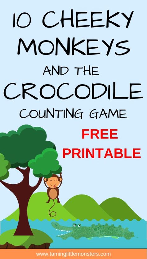 Teach your toddlers and preschoolers to count with this free printable counting game. Not only will they learn their numbers, but they'll also see what happens when they behave like cheeky monkeys. Jungle Games Preschool, Monkey Preschool Activities, Monkey Activity For Preschool, Feed The Monkey Free Printable, Monkey Worksheet Preschool, Monkeys Preschool Activities, Fun Rainy Day Activities, Monkey Games, Counting Songs