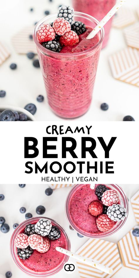 Filling Breakfast Smoothie, Berry Smoothies, Triple Berry Smoothie, Acai Berry Powder, Mixed Berry Smoothie, Berry Smoothie Recipe, Vegan Yogurt, Filling Breakfast, Berry Smoothie