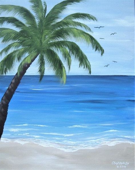 Palm Tree Painting Acrylic, Palm Tree Painting, Palm Tree Drawing, Tree Painting Canvas, Palm Trees Painting, Palm Tree Silhouette, Silhouette Painting, Painting Canvases, Tropical Beaches