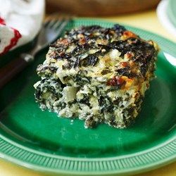 Greek Spinach and Cheese Quiche Squares - Allrecipes.com Quiche Squares, Spinach Cheese Quiche, Mixed Greens Recipe, Leek Frittata, Feta Pie, Vegetable Meals, Greek Spinach, Spinach Cheese, Spinach Pie