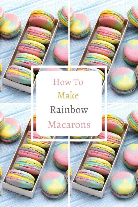 How To Make Rainbow Macarons: Perfect For A - Claire Justine Rainbow Macaroons, Rainbow Macarons, Macaron Filling, Macaroon Cookies, Cooking Mama, Sugar Icing, Macaroon Recipes, Baking Tutorial, Cake Stuff