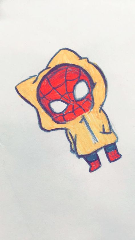 Chibi Spiderman Cute, Deadpool Art Comic, Örumcek Adam, Kawaii Spiderman, Spiderman Doodles, Chibi Spiderman, Spider Oc, Character Doodles, Spiderman Sketches