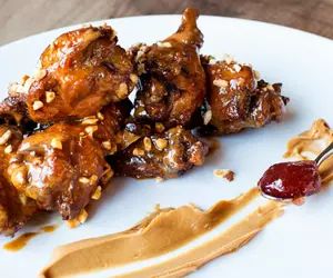 Peanut Butter And Jelly Wings Recipe, Asian Wings, Tailgate Snacks, Nrg Stadium, Wholesome Snacks, Wings Recipe, Winner Winner Chicken Dinner, Peanut Butter And Jelly, James Beard