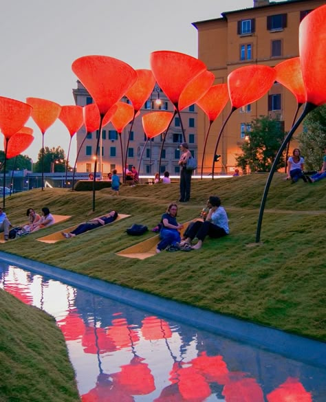 Installations for the community to enjoy...⁠ ⁠ Digging into the art archives and crossing the pond over to Rome, WHATAMI was a public space… | Instagram Landscape And Urbanism Architecture, Urban Landscape Design, Public Space Design, Landscape And Urbanism, Urban Furniture, Parking Design, Street Furniture, Art Installations, Public Spaces