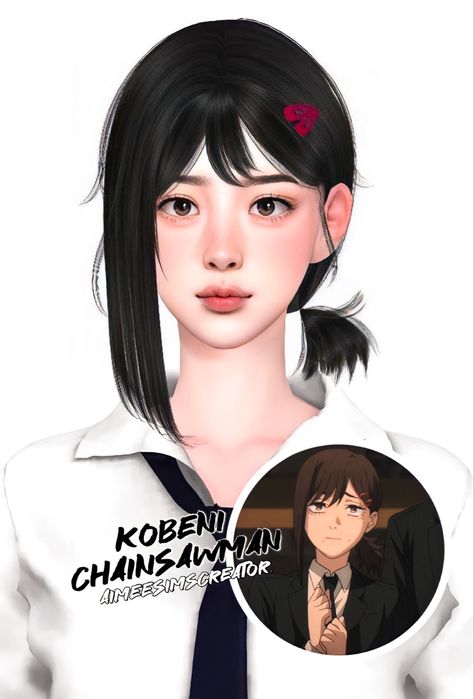 Kobeni Sims 4 Cc, Kobeni Sims 4, Csm Sims 4 Cc, Sims 4 Cc Half Up Half Down Hair Short, Sims 4 Man Cc Skin, Makima Sims 4 Cc, Sims Characters Cc, Ts4 Anime Hair, Tomie Sims 4 Cc