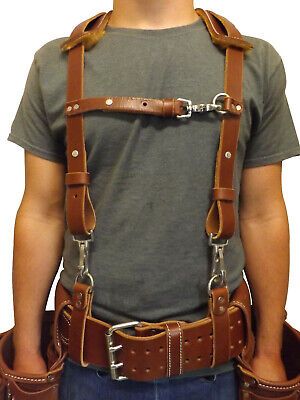 Great shopping ideas for LEATHER WORK SUSPENDERS - Amish Construction Belt & Back Support USA HANDMADE, Men's Accessories Leather Working Projects, Leather Tool Belt, Work Belt, Handmade Leather Belt, Leather Suspenders, Leather Apron, Work Schedule, Leather Gear, Wide Leather Belt