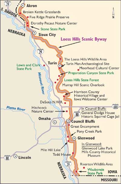 Follow this map of Loess Hills Scenic Byway. Loess Hills Iowa, Iowa Photography, Iowa Road Trip, Great River Road, Sioux City Iowa, Iowa Travel, The Oregon Trail, Princess Cruise Ships, Midwest Travel